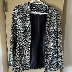 Zara Women's Silver Sequin Jacket